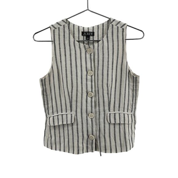 J.Crew Beige Linen Crewneck Vest Size 0 - Picture 1 of 3